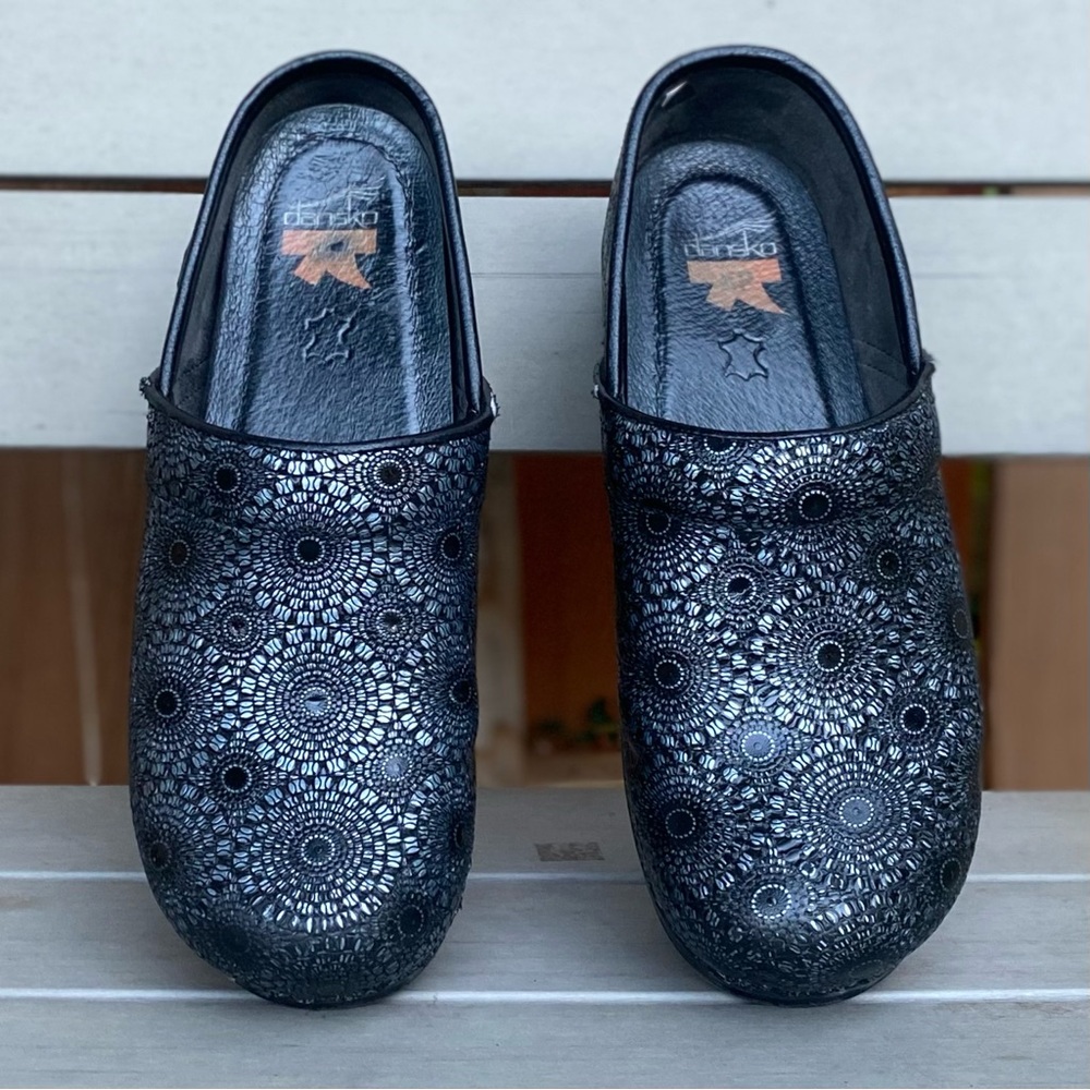 Dansko Black Patterned Mules